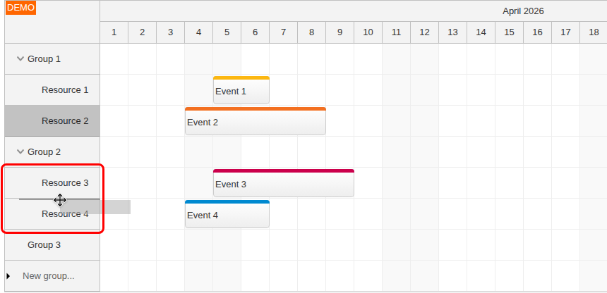 angular scheduler resource management move target
