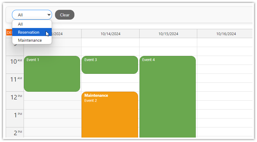 FIlter Events by Type in the Angular Calendar Component FIlter Events by Type in the Angular Calendar Component