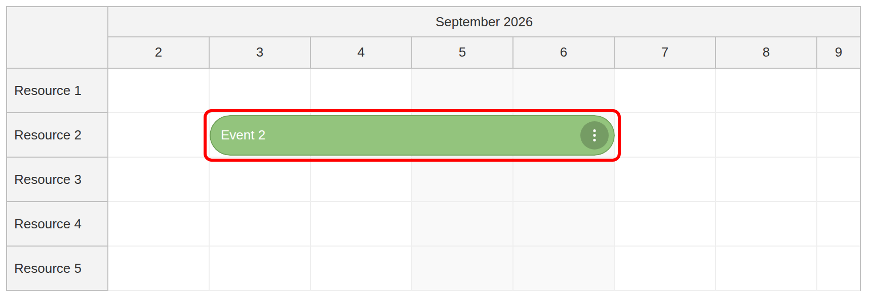 JavaScript Scheduler with Horizontal Timeline - Event Styling