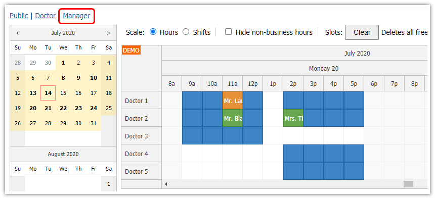 HTML5 Doctor Appointment Scheduling (JavaScript/PHP/MySQL) | DayPilot Code