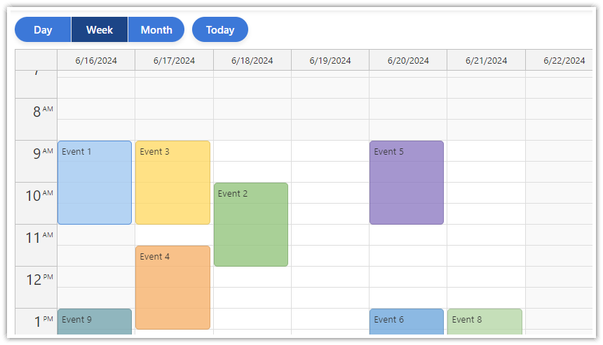 Weekly Calendar View in React Weekly Calendar View in React