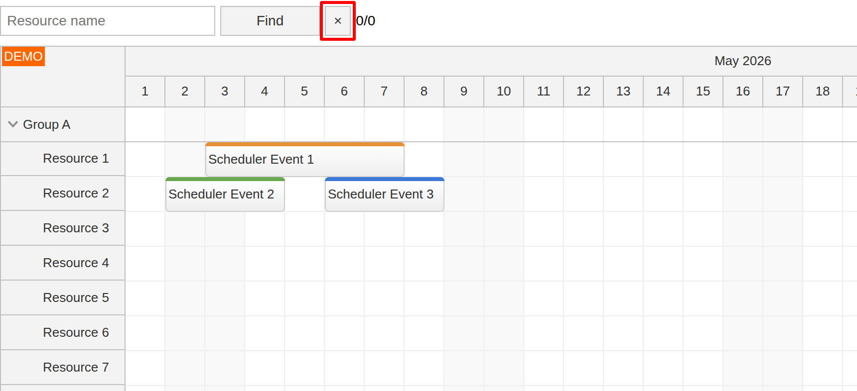angular scheduler row searching tutorial typescript clear button
