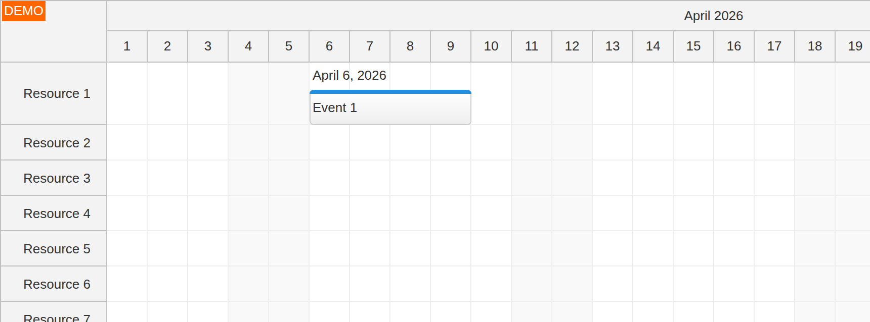 javascript scheduler text above event