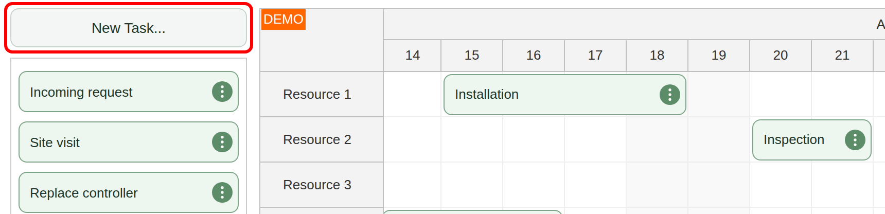 vue scheduler new task button