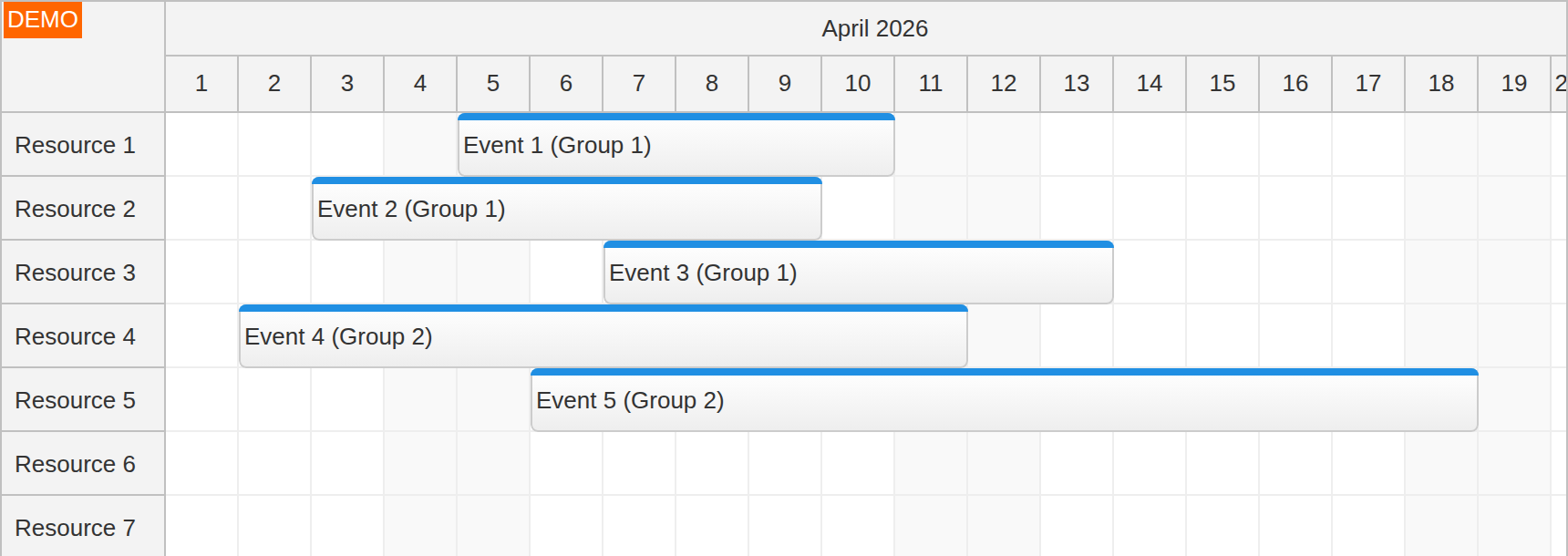 JavaScript Scheduler Highlighting Events Data