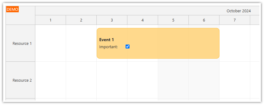 Vue Scheduler Event Template with Active Element (Checkbox)