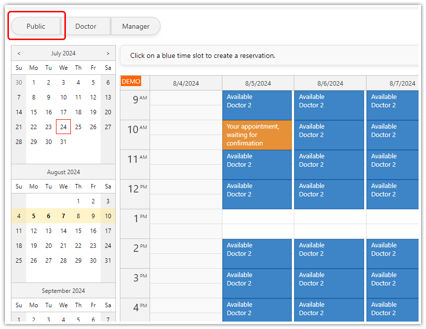 HTML5 Doctor Appointment Scheduling PHP JavaScript - Patient Reservation UI